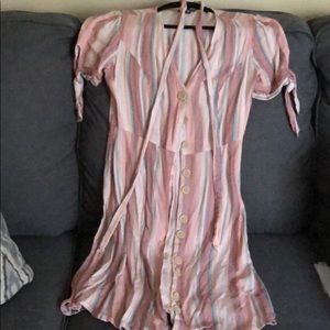 Express stripped buttoned dress